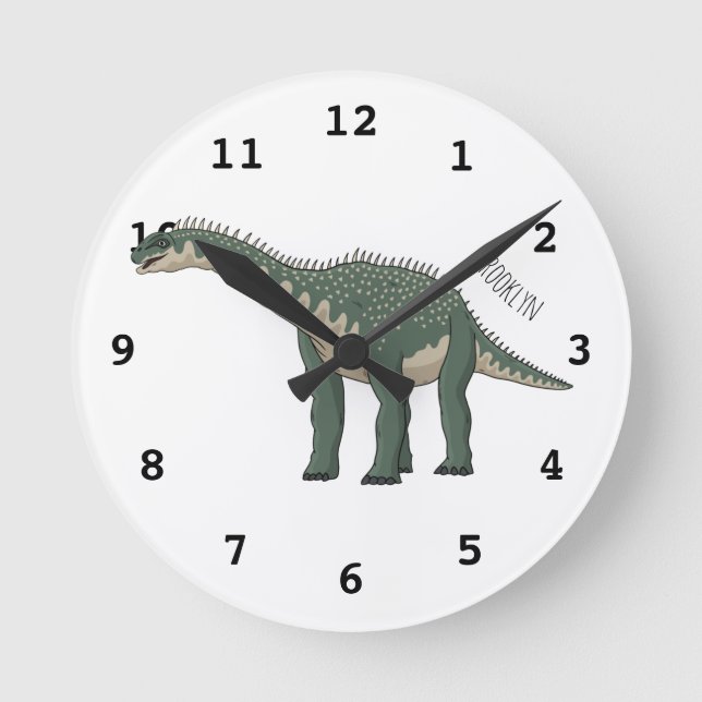 Relógio Redondo Barapasaurus cartoon illustration (Frente)