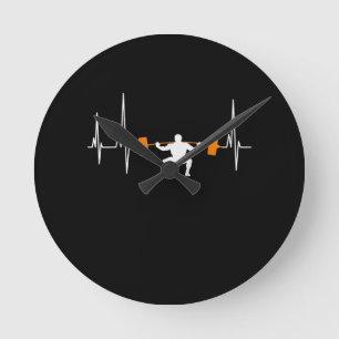 Relógio Redondo Barbell Weighthing Heartbeat Bodybuilding