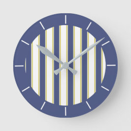 Relógio Redondo Barco com Strips Náuticas Azul e Branco do Marinho