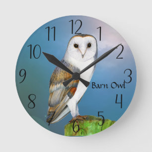 Relógio Redondo Barn Owl Watercolor Painting Watch