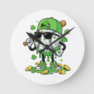 Relógio Redondo Baseball Drip Ice Cream St Patricks Day