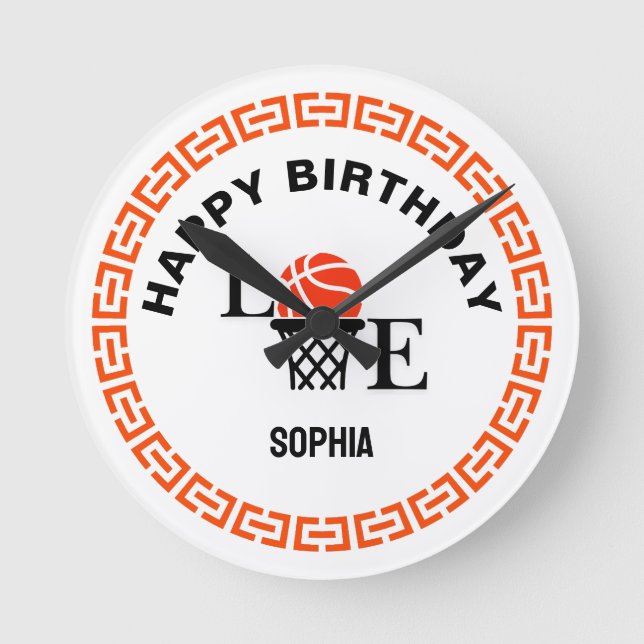 Relógio Redondo Basketball Player Girl, Basketball Girl  Birthday (Frente)