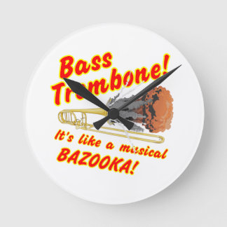 Relógio Redondo Bass Trombone Musical Bazooka