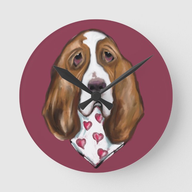 Relógio Redondo Basset Hound (Frente)