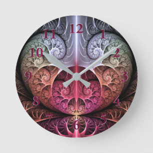 Relógio Redondo Batida cardíaca, Abstrato Surreal Fantasy Arte Fra