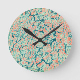 Relógio Redondo Beautiful Salmon Pink & Teal Green Nature Abstract