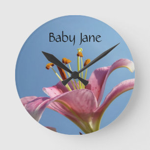 Relógio Redondo Bebê Jane Wall Clocks Adicione o nome da criança L