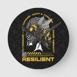 Relógio Redondo Bee Resilient – Motivational Bee Positivity Design