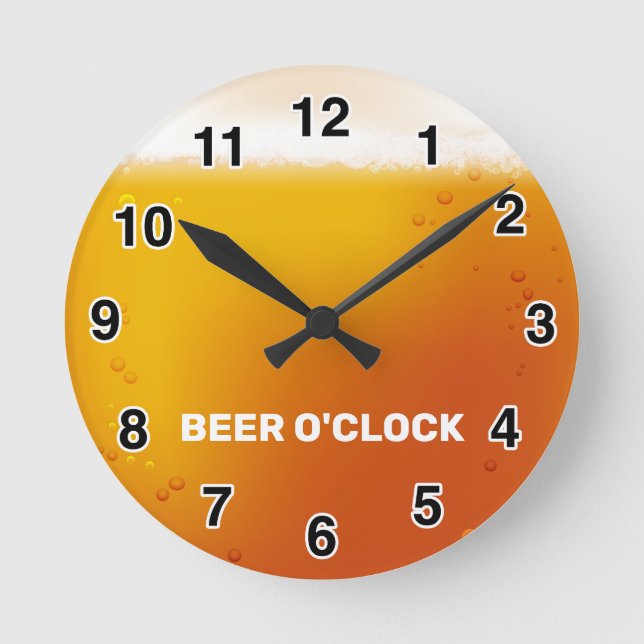 Relógio Redondo BEER O'CLOCK ROUND Wall Clock (Frente)