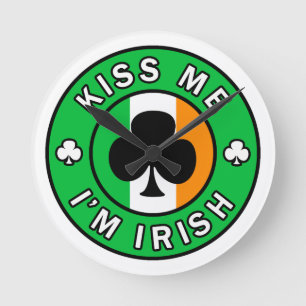 Relógio Redondo Beije-me, sou irlandês