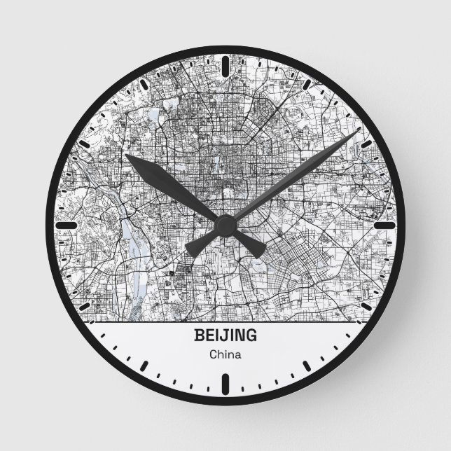 Relógio Redondo Beijing Clock City Line Art (Frente)