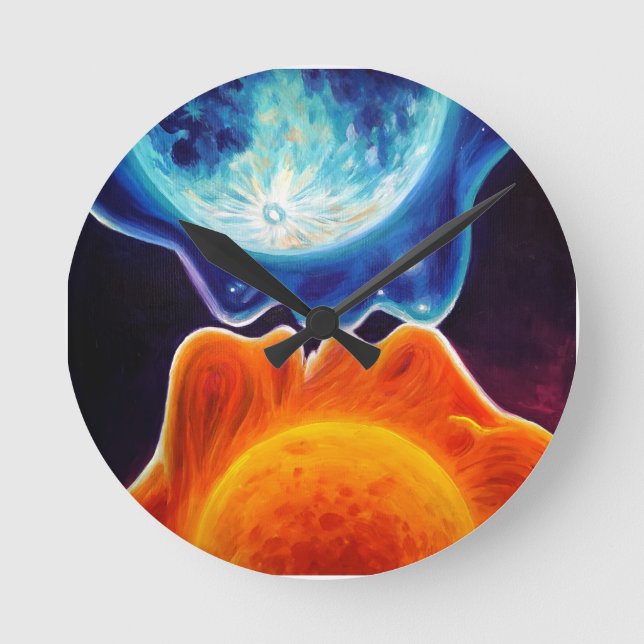 Relógio Redondo Beijo Sol e Lua (Frente)