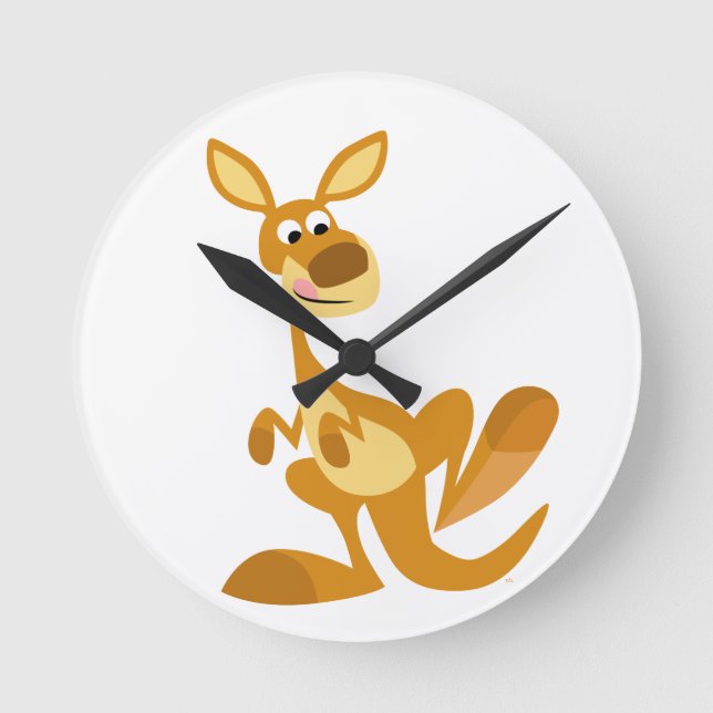 Relógio Redondo Bela Cartoon Kangaroo Wall Clock (Frente)