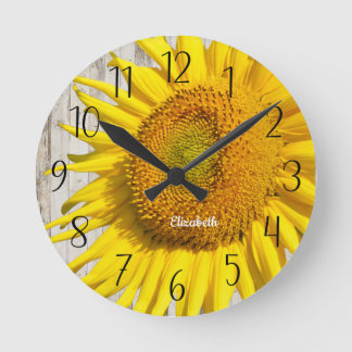 Relógio Redondo Bela flor de sol personalizada