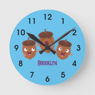 Relógio Redondo Belas bolotas felizes cantando cartoon para crianç