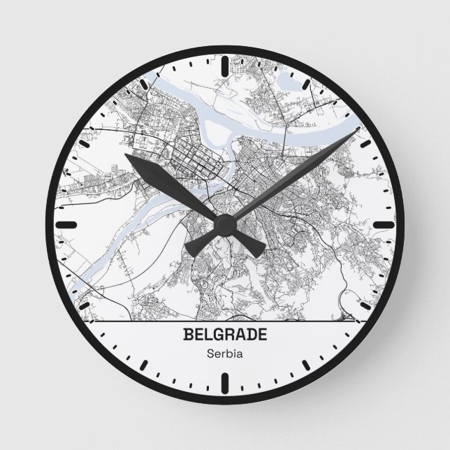 Relógio Redondo Belgrade Clock City Line Art (Frente)