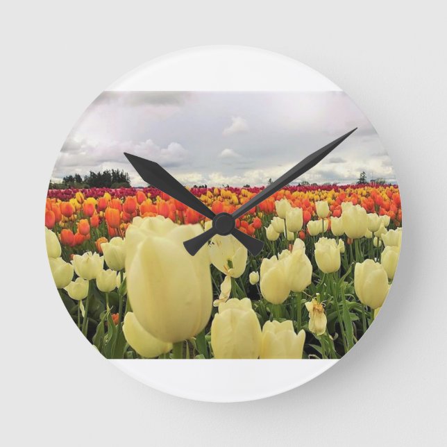 Relógio Redondo Belo Campo de Tulip, Oregon (Frente)