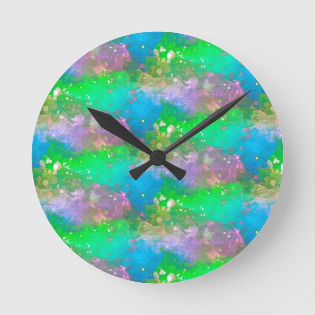 Relógio Redondo Belo padrão de pastel (Frente)