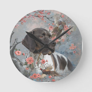 Relógio Redondo Belo ponteiro com faisões  