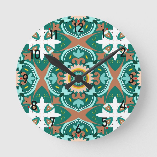 Relógio Redondo 💚 💛 Belos azulejos marroquinos (Frente)