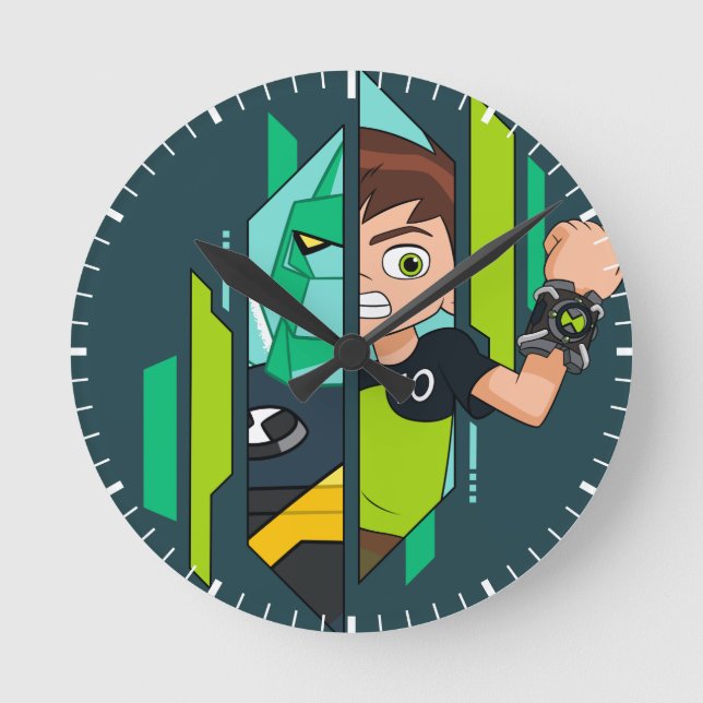 Relógio Redondo Ben 10 Transformação de DNA Diamondhead (Frente)
