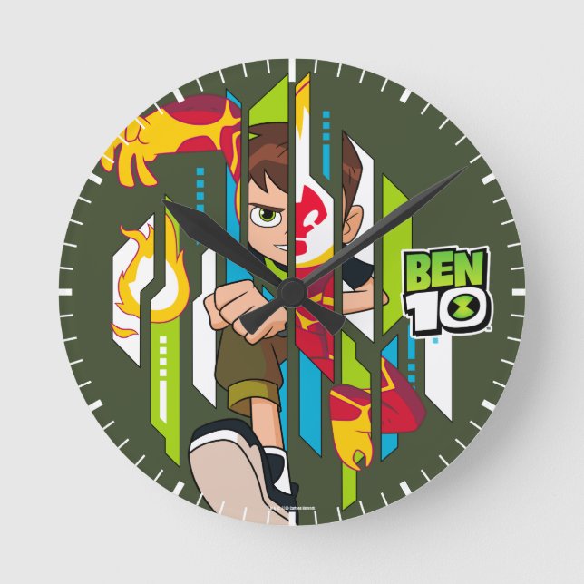 Relógio Redondo Ben 10 Transformação do DNA do Heatblast (Frente)