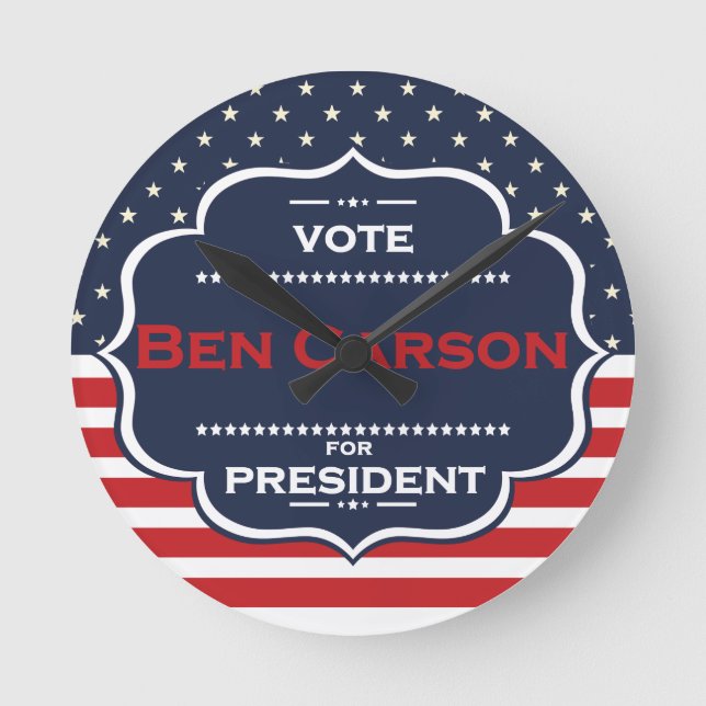 Relógio Redondo ben carson presidente (Frente)