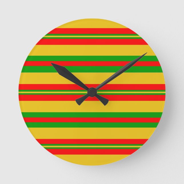 Relógio Redondo Benim Amarelo, Vermelho e Verde 2 (Frente)