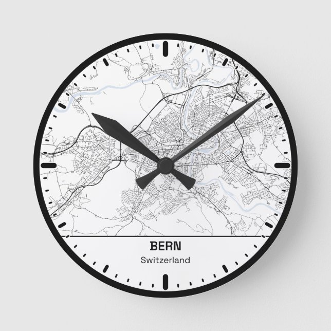Relógio Redondo Bern Clock City Line Art (Frente)