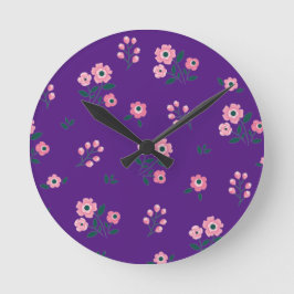 Relógio Redondo Bestseller design azul roxo floral para o casament