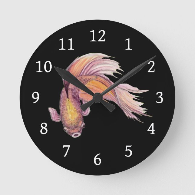 Relógio Redondo Betta Fish Round Clock (Frente)