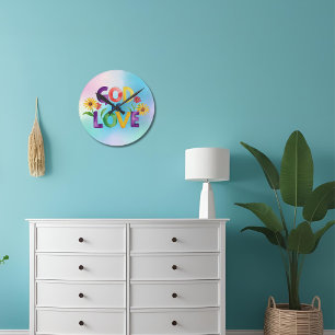 Relógio Redondo Bíblia espiritual Citação Deus é Amor flor colorid