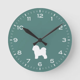 Relógio Redondo Bichon Frise Dog Raça Silhouette Round Clock
