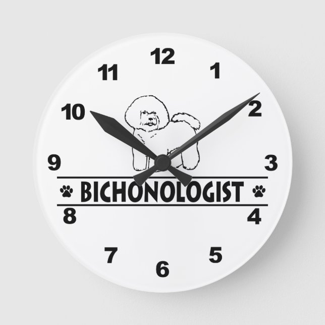 Relógio Redondo Bichon Frise Humorística (Frente)