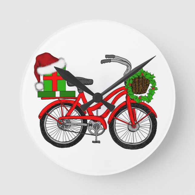Relógio Redondo bicicleta do xmas (Frente)
