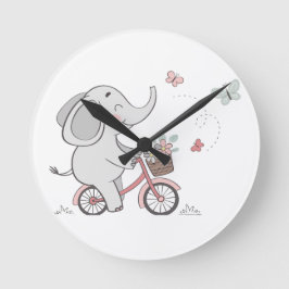 Relógio Redondo Bicicleta Fantasia de Elefante – Projeto de Animal