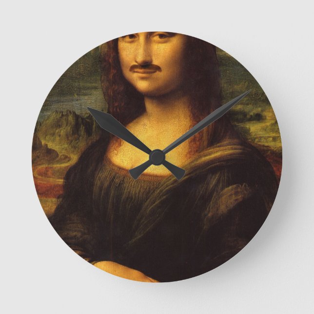 Relógio Redondo bigode de mona lisa (Frente)