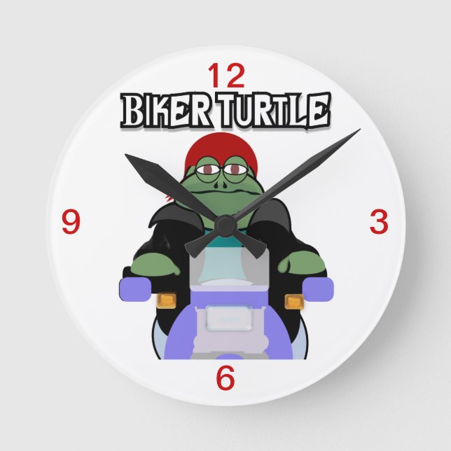 Relógio Redondo Biker Turtle Clock (Frente)