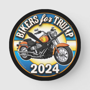 Relógio Redondo Bikers For Trump 2024 - Patriotic Cycling