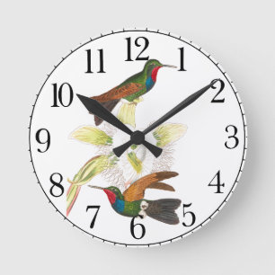 Relógio Redondo Bird Willife Floral Wall Clock