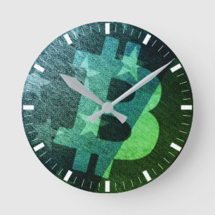 Relógio Redondo Bitcoin América ₿ (Verde)