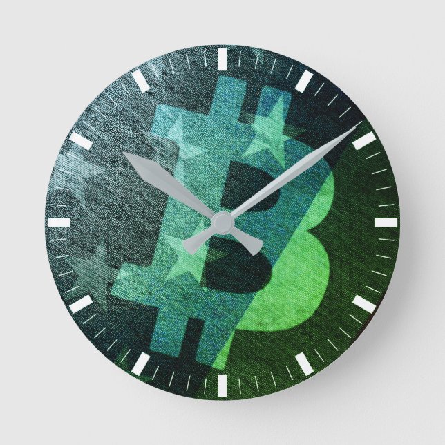 Relógio Redondo Bitcoin América ₿ (Verde) (Frente)