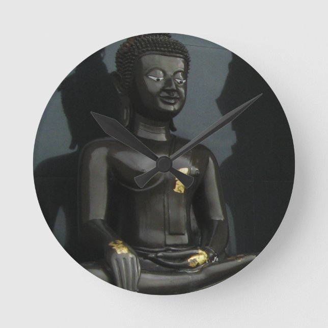 Relógio Redondo Black Buddha... Nong Khai, Isaan, Tailândia (Frente)