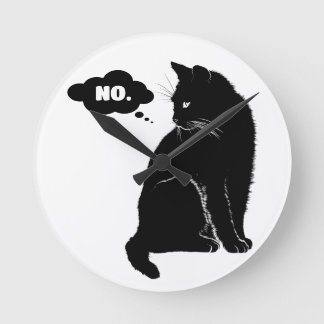 Relógio Redondo Black Cat Says No - Funny Cat Lover Gift