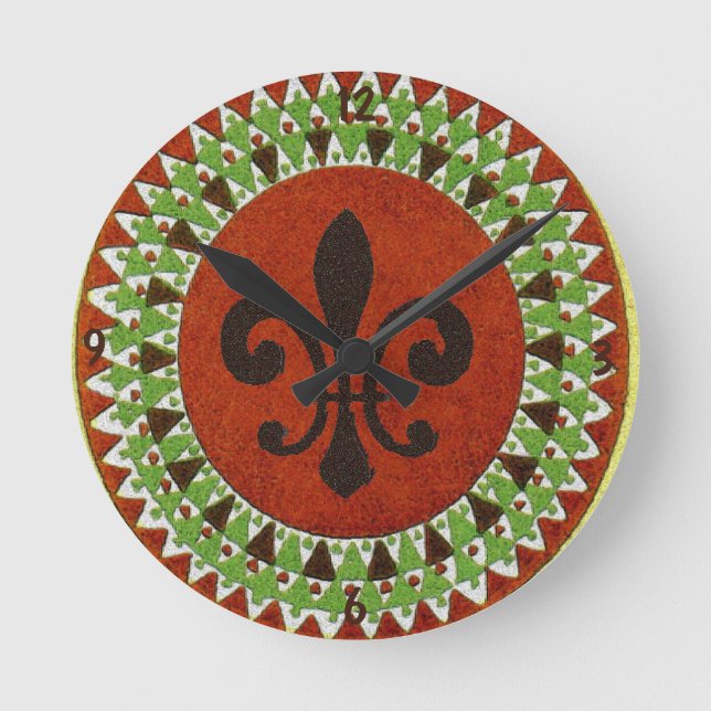 Relógio Redondo Black Fleur de Lis (Frente)