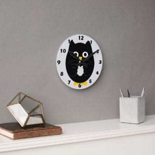 Relógio Redondo Black Owl Design