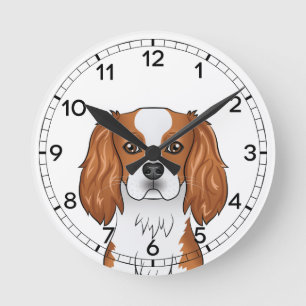 Relógio Redondo Blenheim Cavalier King Charles Spaniel Head