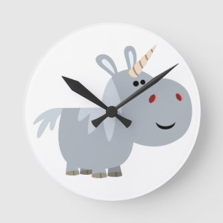 Relógio Redondo Bloco de Cartoon Unicorn de Cartoon Incruzável