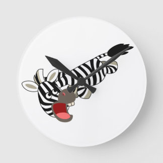 Relógio Redondo Bloco de Cartoon Zebra