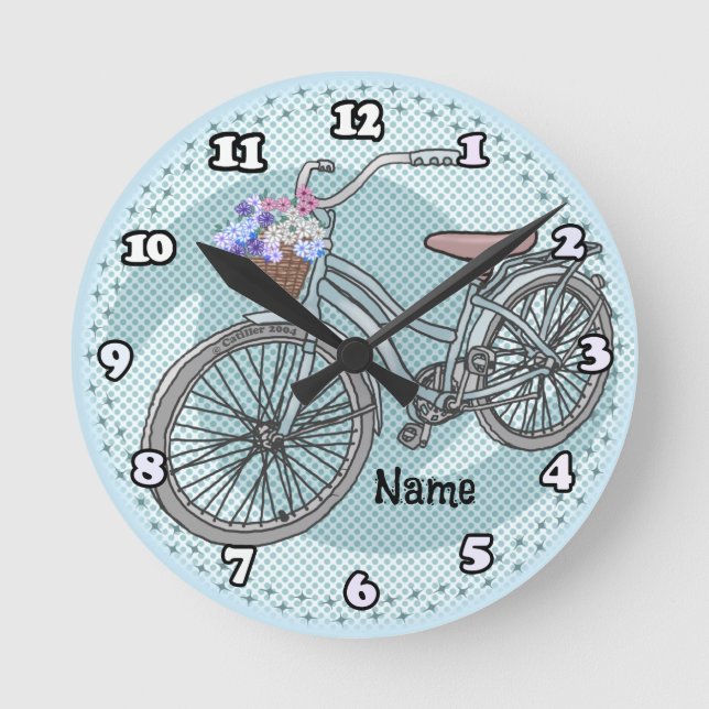 Relógio Redondo Blue Bike clock (Frente)
